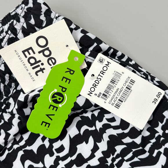 Open Edit Recycled Volley Swim Trunks Black White Geo Print - Picture 7 of 7
